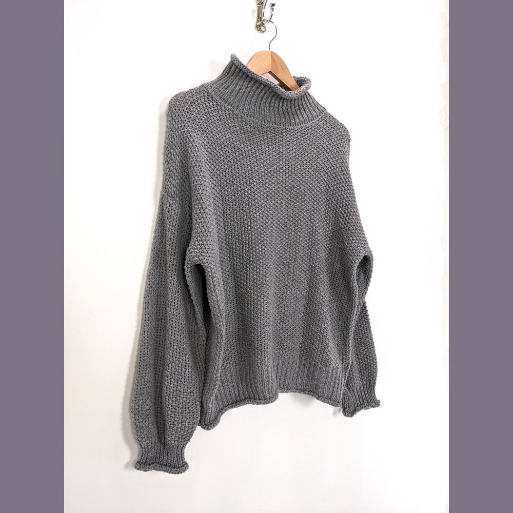 BB Dakota by Steve Madden Size S Womens Chunky Knit Turtleneck Sweater in Gray - Picture 3 of 9
